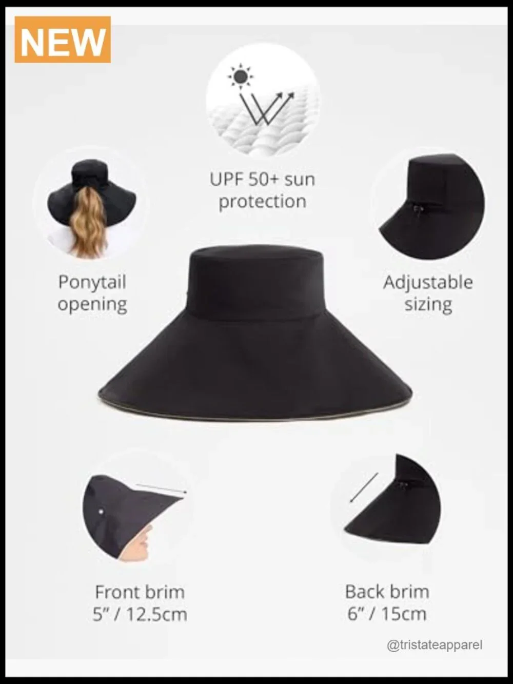 Ultra Wide Brim Sun Hat UPF 50+ Packable Adjustable Chin Strap
